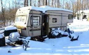 camper trailer in winter